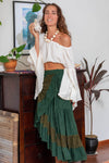 FLAMENCO URBAN GYPSY SKIRT GREEN WITH LACE