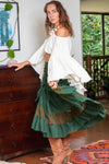 FLAMENCO URBAN GYPSY SKIRT GREEN WITH LACE