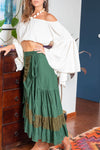 FLAMENCO URBAN GYPSY SKIRT GREEN WITH LACE