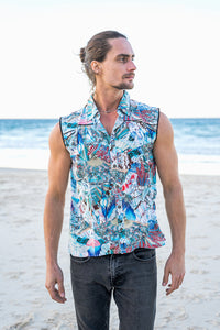 PARADISE BLUE SLEEVELESS