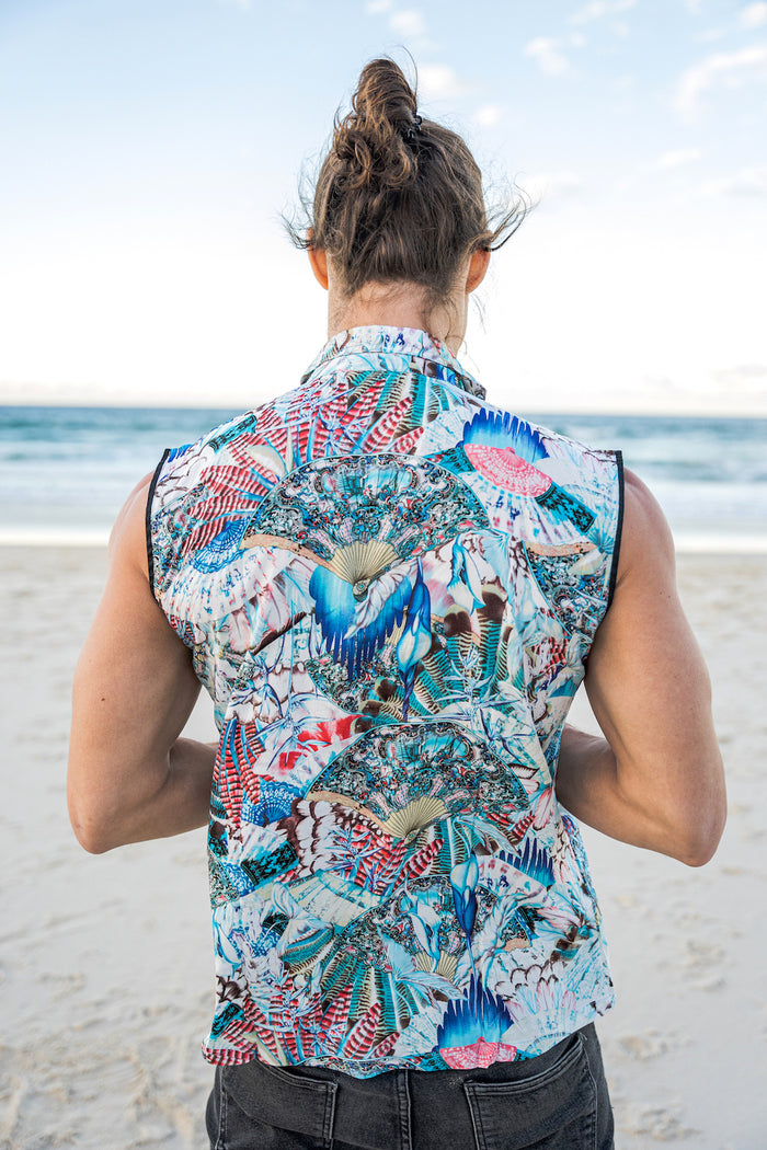 PARADISE BLUE SLEEVELESS