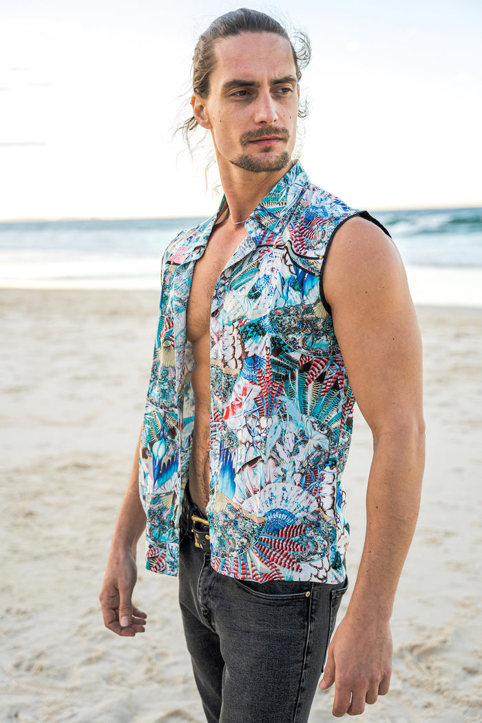 PARADISE BLUE SLEEVELESS