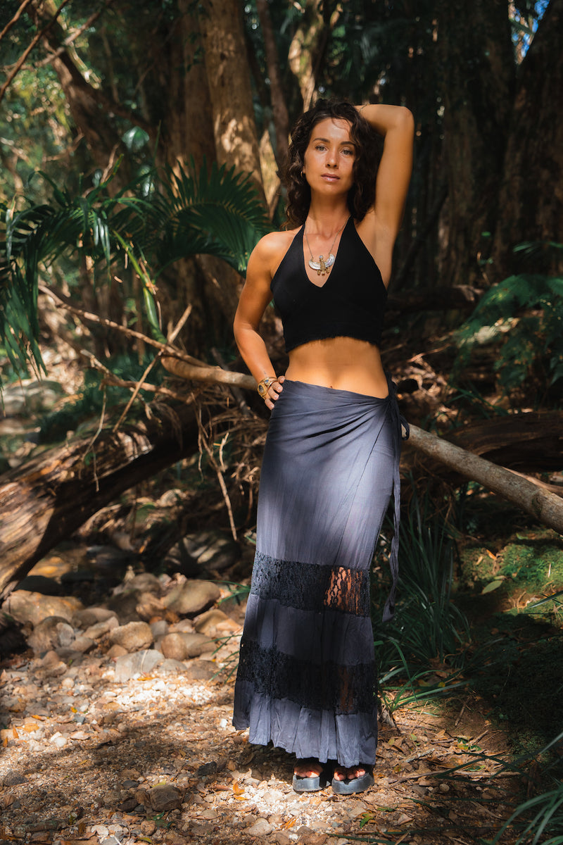 FLAMENCO URBAN GYPSY SKIRT BLACK WITH LACE