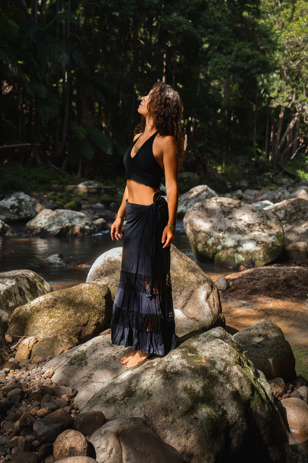 FLAMENCO URBAN GYPSY SKIRT BLACK WITH LACE