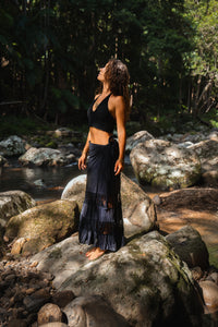 FLAMENCO URBAN GYPSY SKIRT BLACK WITH LACE