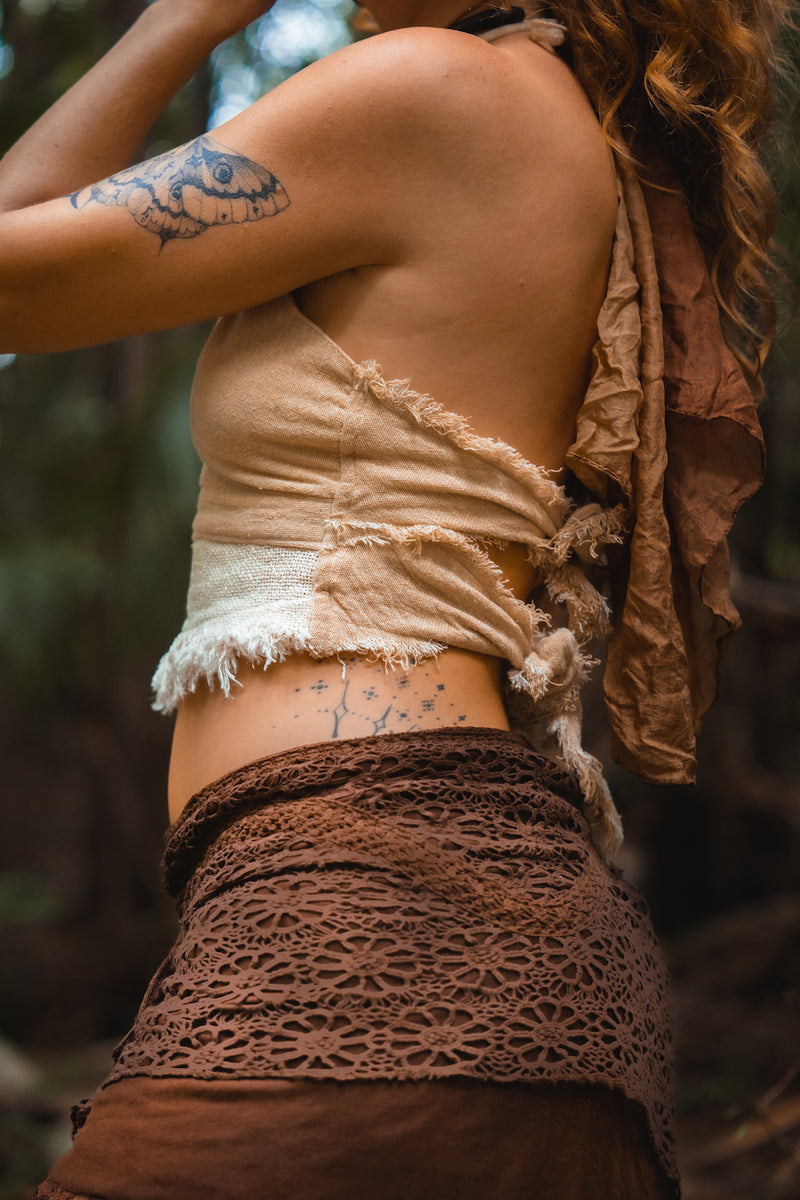 PIXIE LACE MINI SKIRT BROWN