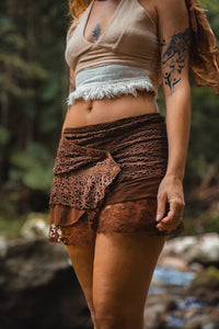 PIXIE LACE MINI SKIRT BROWN