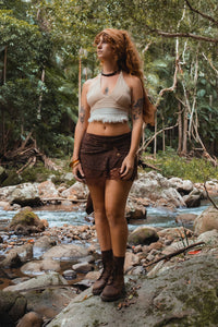 PIXIE LACE MINI SKIRT BROWN