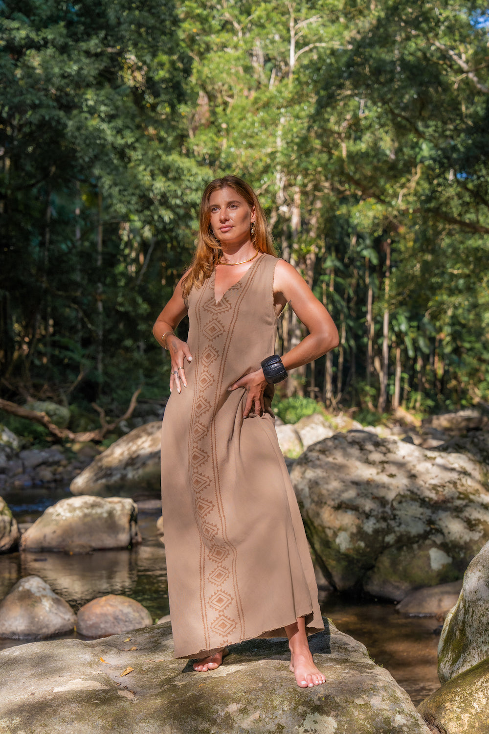 ILANA DRESS EARTHY NATURAL BROWN