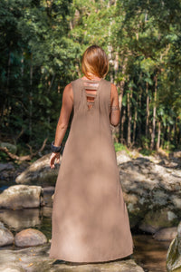 ILANA DRESS EARTHY NATURAL BROWN