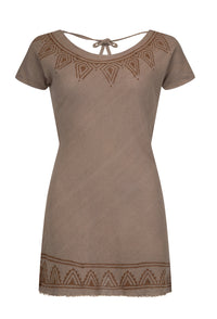 EARTH GODDESS MINI DRESS IN EARTHY BROWN