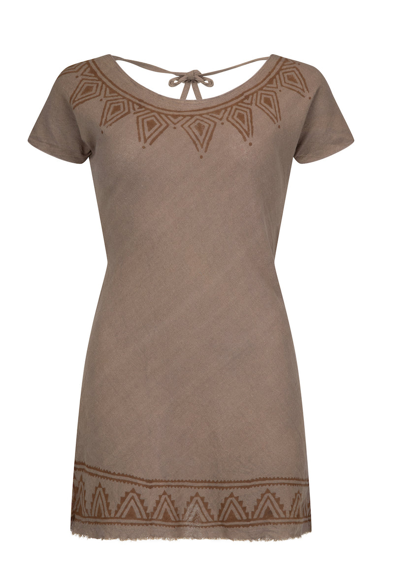 EARTH GODDESS MINI DRESS IN EARTHY BROWN
