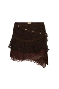 PIXIE LACE MINI SKIRT BROWN