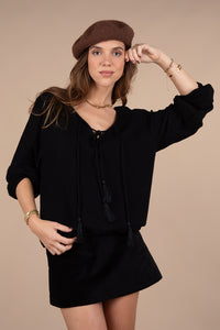 SEYA LINEN TOP BLACK