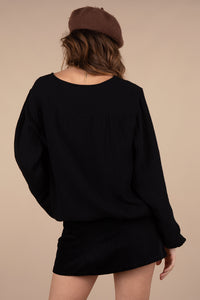 SEYA LINEN TOP BLACK