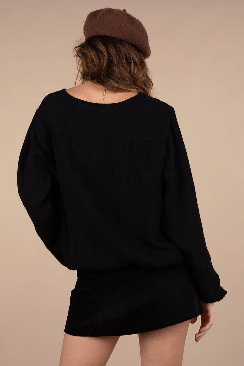 SEYA LINEN TOP BLACK