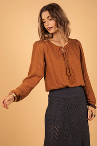 SEYA LINEN TOP RUST ORANGE