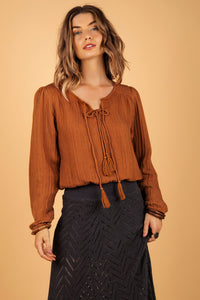 SEYA LINEN TOP RUST ORANGE