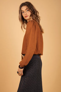 SEYA LINEN TOP RUST ORANGE