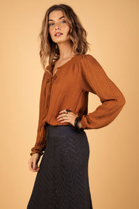 SEYA LINEN TOP RUST ORANGE