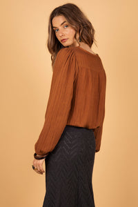 SEYA LINEN TOP RUST ORANGE