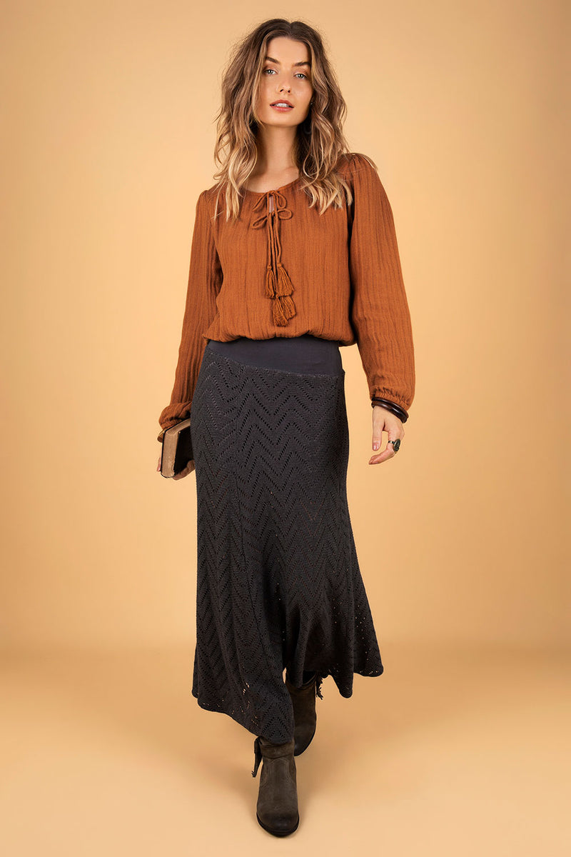 SEYA LINEN TOP RUST ORANGE
