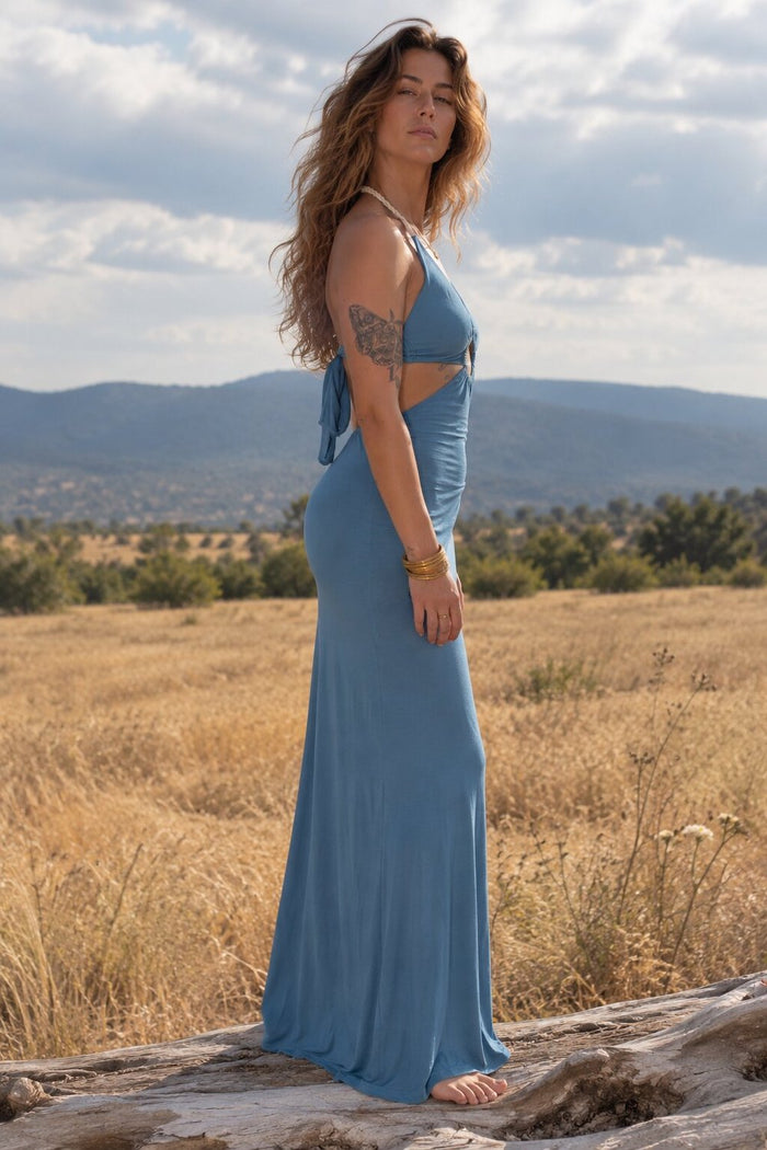 Artemis Dress Blue side view