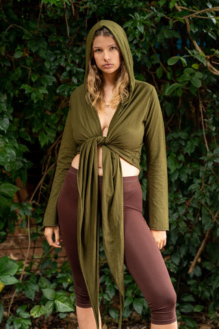 SAGE HOODED TOP in GREEN