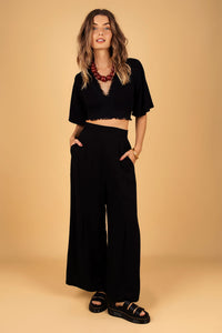 BOHEMIAN LINEN PANTS BLACK