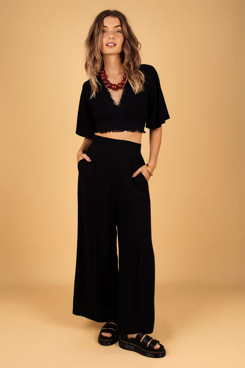 BOHEMIAN LINEN PANTS BLACK
