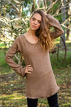 BACK TO NATURE LONG SLEEVE TOP in BROWN