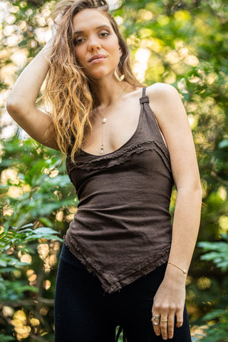 BACK TO NATURE LONG SLEEVE TOP in BROWN