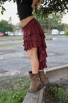 RUFFLE SKIRT MAROON