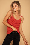 FRILL TOP DEEP RED