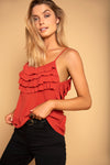 FRILL TOP DEEP RED