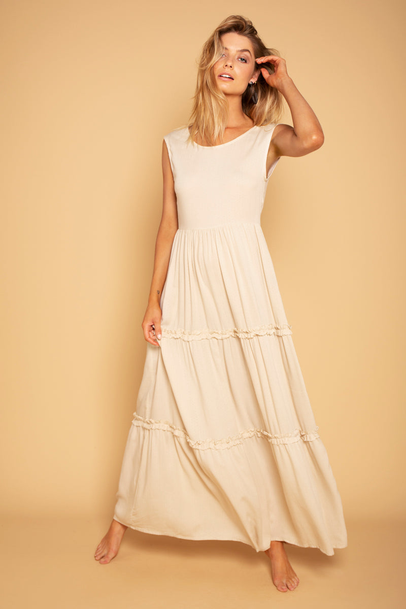 FRILL DRESS BEIGE