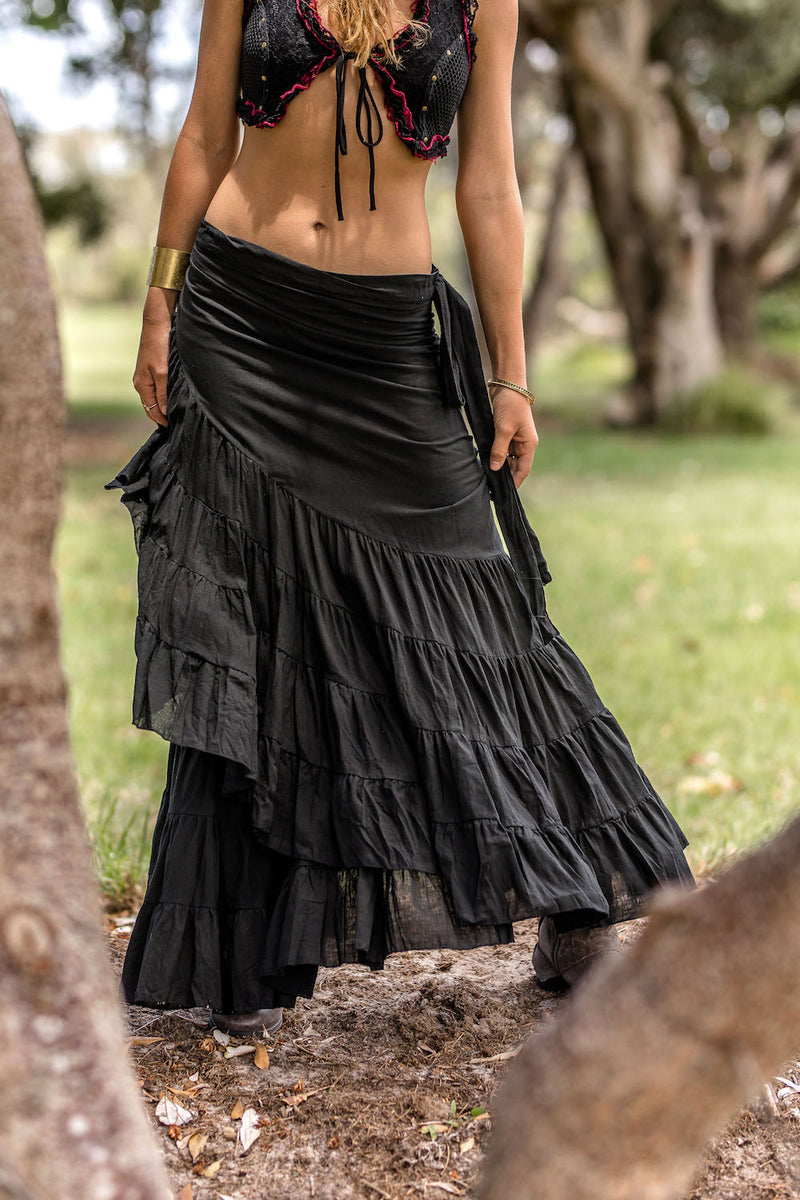 FLAMENCO URBAN GYPSY SKIRT BLACK