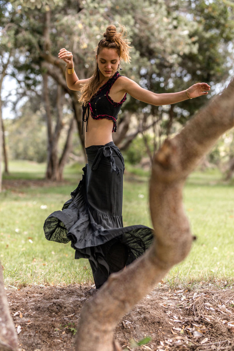 FLAMENCO URBAN GYPSY SKIRT BLACK