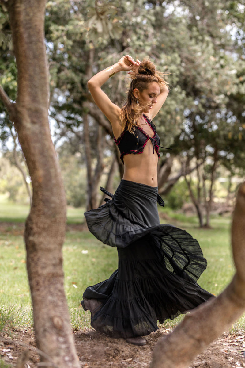 FLAMENCO URBAN GYPSY SKIRT BLACK